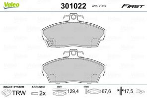 Valeo 301022 - Brzdové platničky -