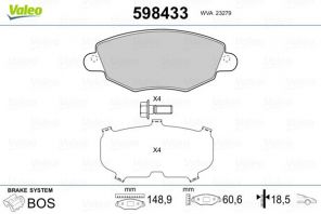 Valeo 598433 - Brzdové platničky -