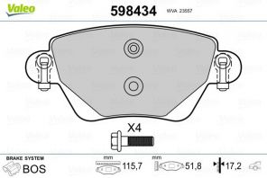 Valeo 598434 - Brzdové platničky -