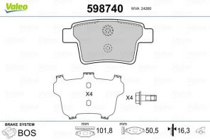 Valeo 598740 - Brzdové platničky -
