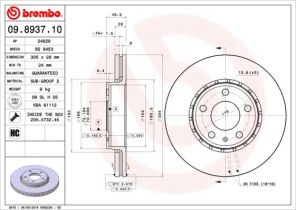 Brembo 09.8937.11 - Brzdový kotúč -