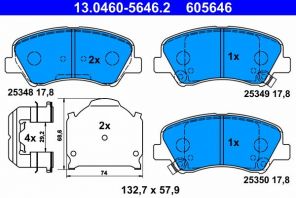 ATE 13.0460-5646.2 - Brzdové platničky -