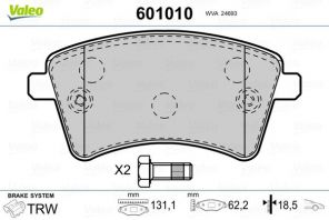Valeo 601010 - Brzdové platničky -