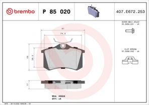 Brembo P 85 020X - Brzdové platničky -