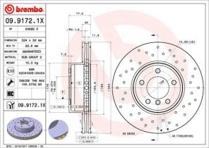 Brembo 09.9172.1X - Brzdový kotúč -