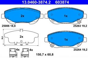 ATE 13.0460-3874.2 - Brzdové platničky -