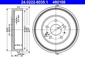 ATE 24.0222-8035.1 - Brzdový bubon -