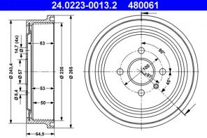ATE 24.0223-0013.2 - Brzdový bubon -