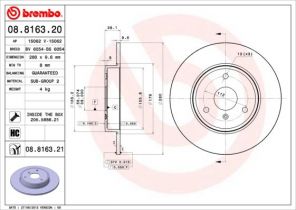 Brembo 08.8163.21 - Brzdový kotúč -