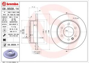 Brembo 08.9509.11 - Brzdový kotúč -