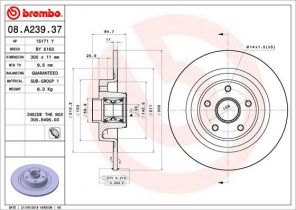 Brembo 08.A239.37 - Brzdový kotúč -