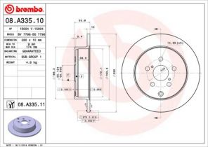 Brembo 08.A335.11 - Brzdový kotúč -