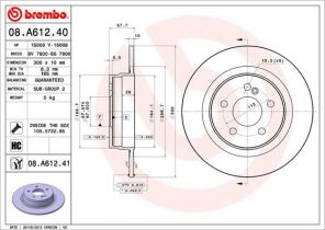 Brembo 08.A612.41 - Brzdový kotúč -