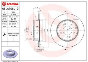Brembo 08.A708.11 - Brzdový kotúč -