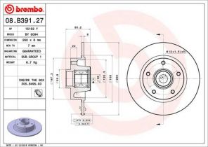 Brembo 08.B391.27 - Brzdový kotúč -