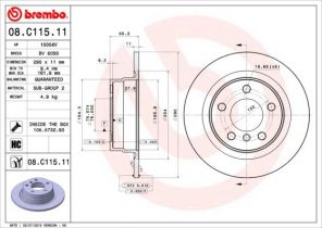Brembo 08.C115.11 - Brzdový kotúč -