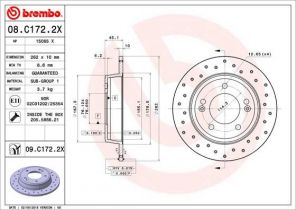 Brembo 08.C172.2X - Brzdový kotúč -