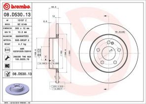 Brembo 08.D530.13 - Brzdový kotúč -