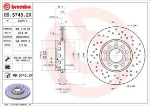 Brembo 09.5745.2X - Brzdový kotúč -