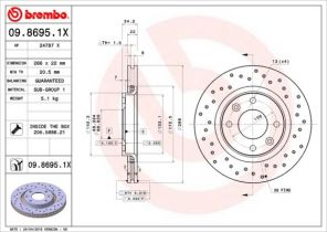 Brembo 09.8695.1X - Brzdový kotúč -