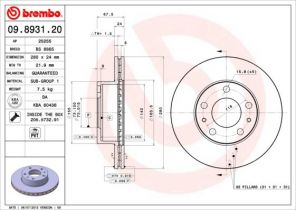 Brembo 09.8931.21 - Brzdový kotúč -