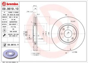 Brembo 09.9619.11 - Brzdový kotúč -