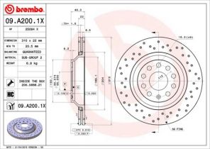 Brembo 09.A200.1X - Brzdový kotúč