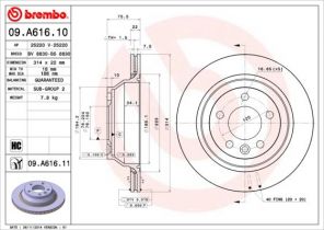 Brembo 09.A616.11 - Brzdový kotúč -