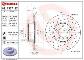 Brembo 09.B337.2X - Brzdový kotúč