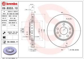 Brembo 09.B353.11 - Brzdový kotúč