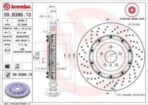 Brembo 09.B386.13 - Brzdový kotúč