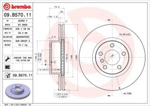 Brembo 09.B570.11 - Brzdový kotúč