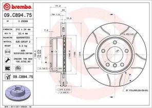 Brembo 09.C894.75 - Brzdový kotúč