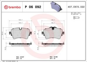 Brembo P 06 092 - Brzdové platničky -
