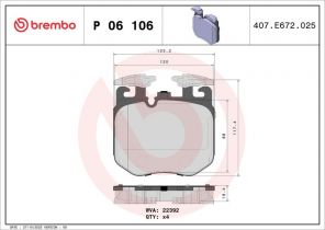Brembo P 06 106 - Brzdové platničky -