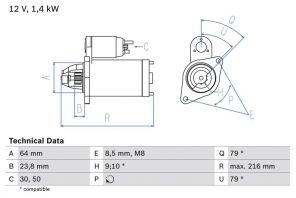 Bosch 0 986 022 730 - Štartér