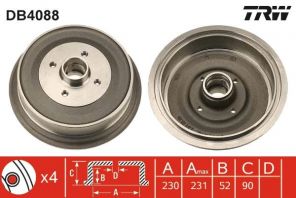 TRW DB4088 - Brzdový bubon -