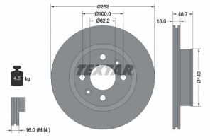 Textar 92196500 - Brzdový kotúč -