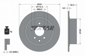 Textar 92237103 - Brzdový kotúč -
