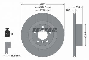 Textar 92256303 - Brzdový kotúč -