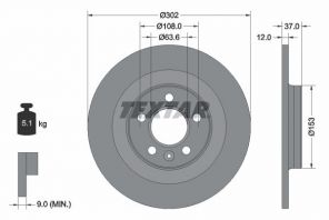 Textar 92304703 - Brzdový kotúč -