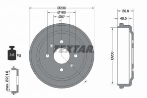 Textar 94032100 - Brzdový bubon -