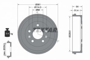 Textar 94045500 - Brzdový bubon -