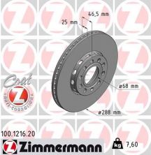 Zimmermann 100.1216.20 - Brzdový kotúč -