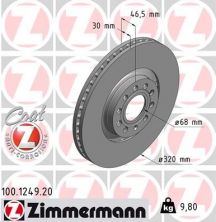 Zimmermann 100.1249.20 - Brzdový kotúč -