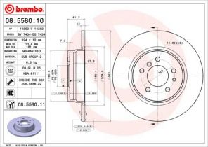 Brembo 08.5580.11 - Brzdový kotúč -