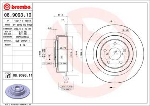 Brembo 08.9093.11 - Brzdový kotúč -