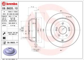 Brembo 08.B605.11 - Brzdový kotúč -