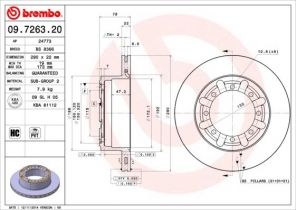 Brembo 09.7263.20 - Brzdový kotúč -