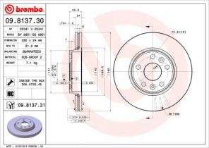 Brembo 09.8137.31 - Brzdový kotúč -